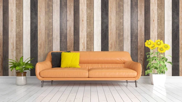 Modern parlak iç. 3D render