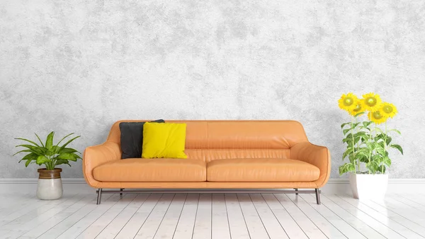 Modern parlak iç. 3D render