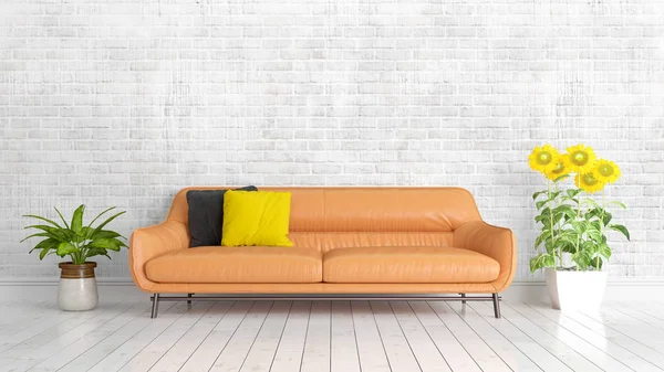 Modern parlak iç. 3D render