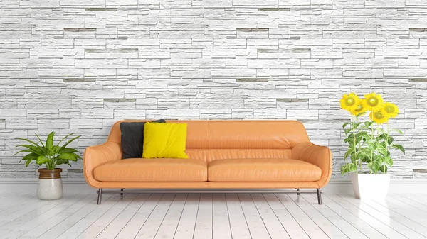 Modern parlak iç. 3D render