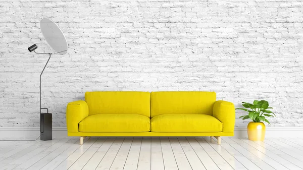 Modern parlak iç. 3D render