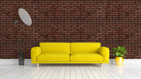 Modern parlak iç. 3D render