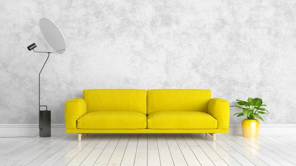 Modern parlak iç. 3D render