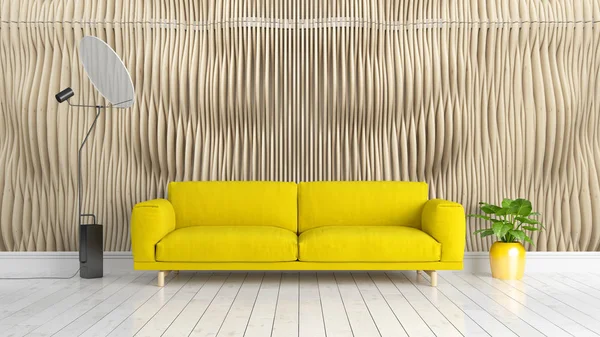 Modern parlak iç. 3D render