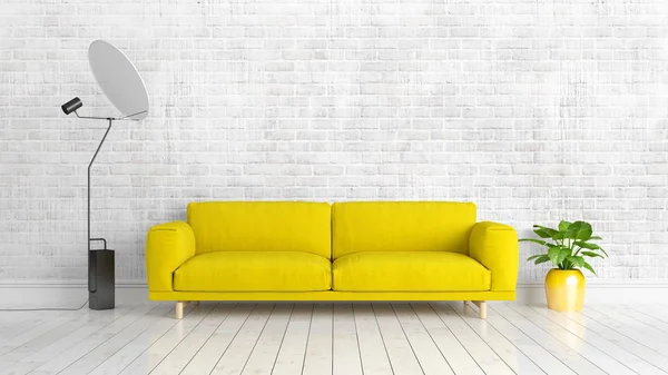 Modern parlak iç. 3D render