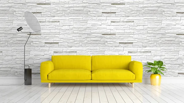 Modern parlak iç. 3D render