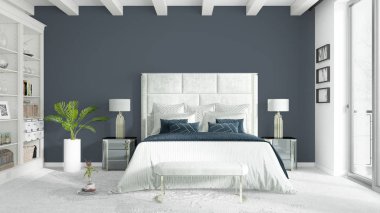 Modern parlak iç. 3D render