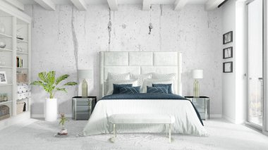 Modern parlak iç. 3D render