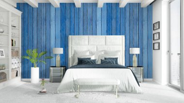 Modern parlak iç. 3D render