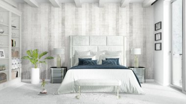 Modern parlak iç. 3D render