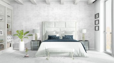 Modern parlak iç. 3D render