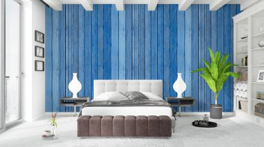 Modern parlak iç. 3D render