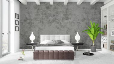 Modern parlak iç. 3D render