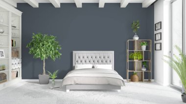 Modern parlak iç. 3D render