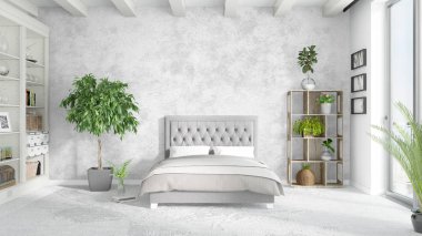 Modern parlak iç. 3D render