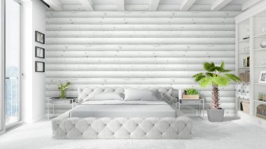 Modern parlak iç. 3D render