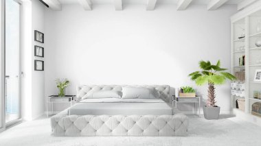 Modern parlak iç. 3D render