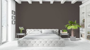 Modern parlak iç. 3D render