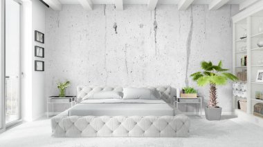 Modern parlak iç. 3D render