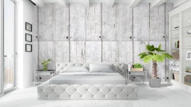 Modern parlak iç. 3D render