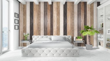 Modern parlak iç. 3D render