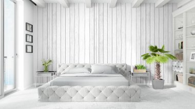 Modern parlak iç. 3D render