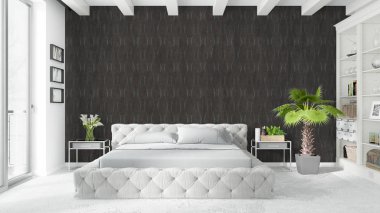 Modern parlak iç. 3D render