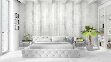 Modern parlak iç. 3D render