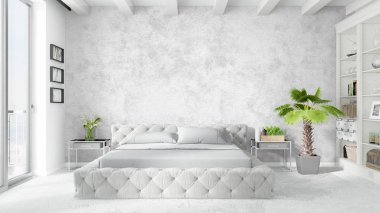 Modern parlak iç. 3D render