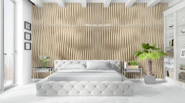 Modern parlak iç. 3D render