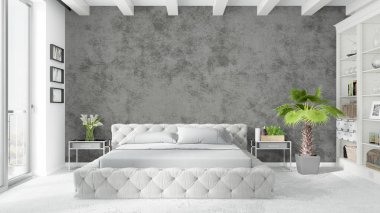 Modern parlak iç. 3D render