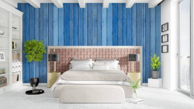 Modern parlak iç. 3D render