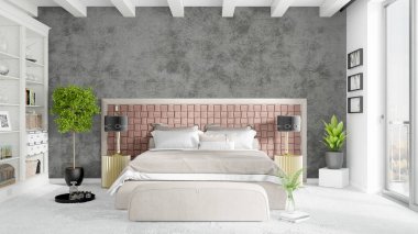 Modern parlak iç. 3D render