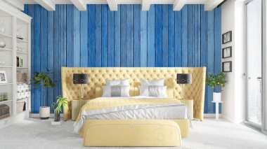 Modern parlak iç. 3D render