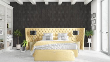 Modern parlak iç. 3D render