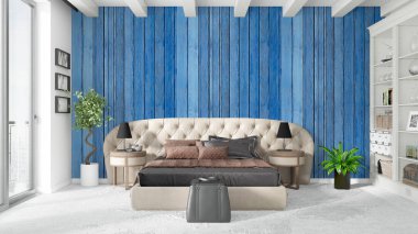 Modern parlak iç. 3D render