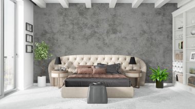 Modern parlak iç. 3D render