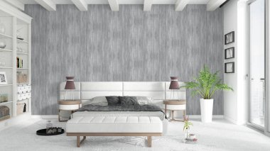 Modern parlak iç. 3D render