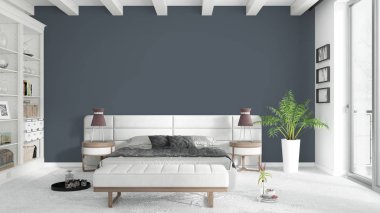 Modern parlak iç. 3D render