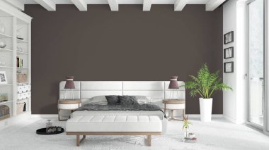 Modern parlak iç. 3D render