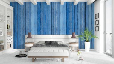 Modern parlak iç. 3D render