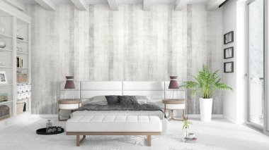 Modern parlak iç. 3D render