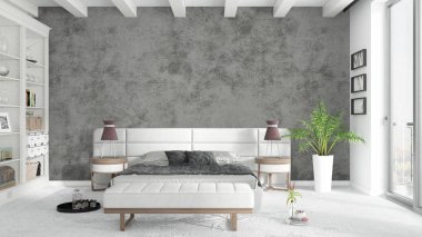 Modern parlak iç. 3D render