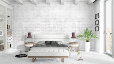 Modern parlak iç. 3D render