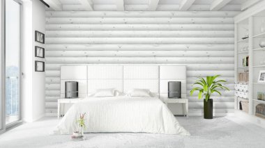 Modern parlak iç. 3D render