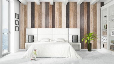 Modern parlak iç. 3D render