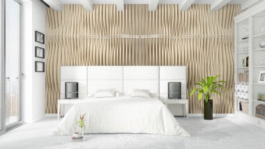 Modern parlak iç. 3D render