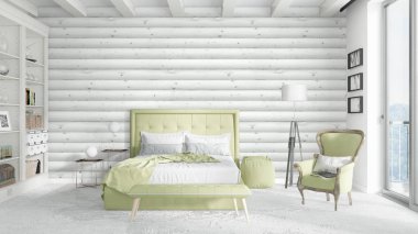 Modern parlak iç. 3D render