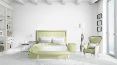 Modern parlak iç. 3D render