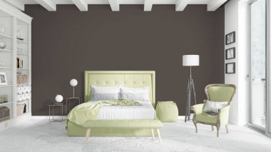 Modern parlak iç. 3D render